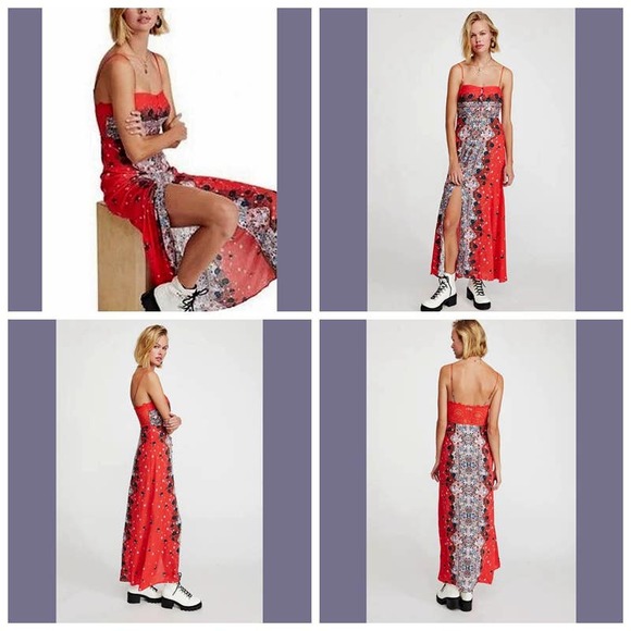 Free People Dresses & Skirts - Free People Size M Womens Morning Song Printed Maxi Dress Orange Red Multicolor